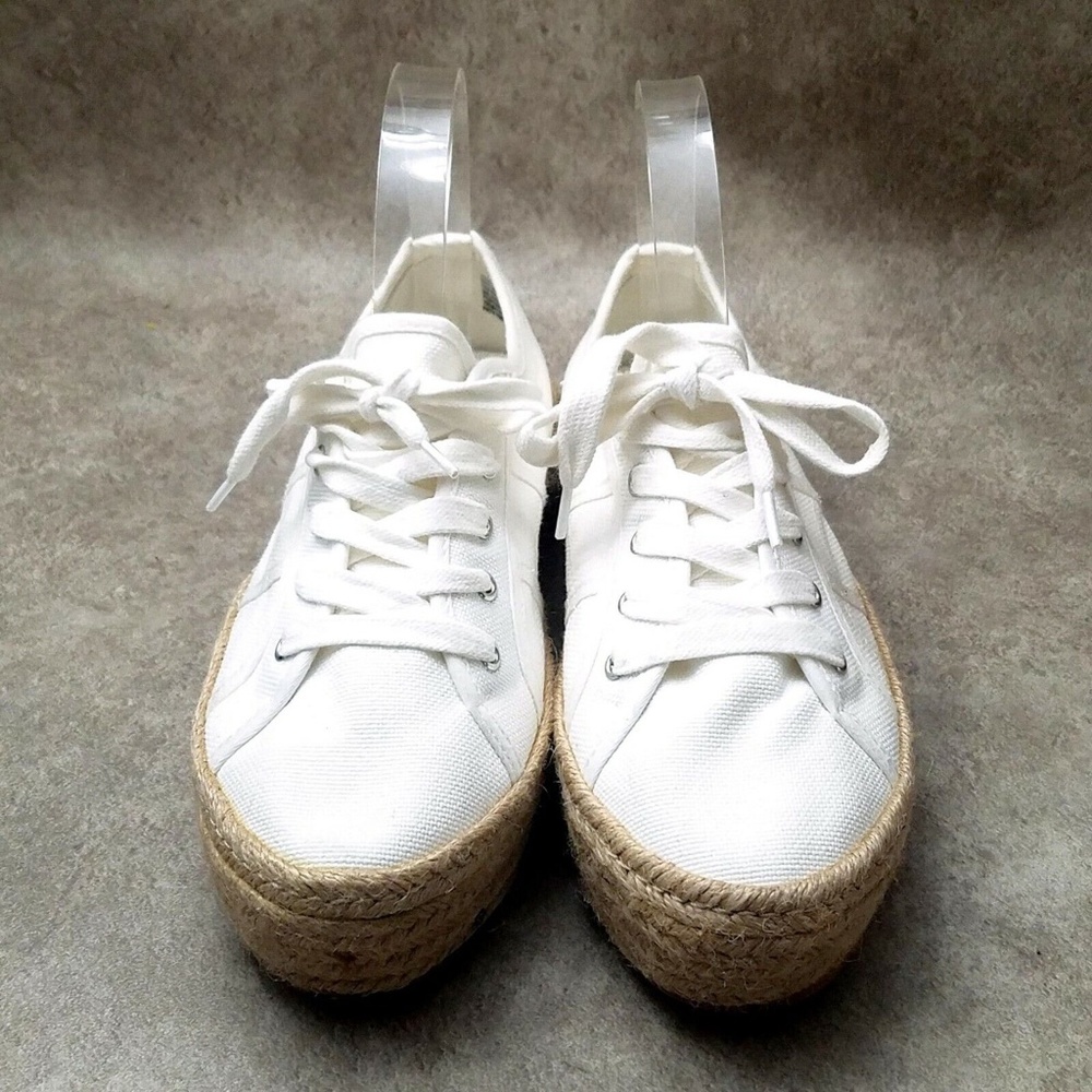 NEW NWOT Massini Canvas Sneaker w/Espadrille Platform.  Off White. Size 10. - Picture 3 of 5